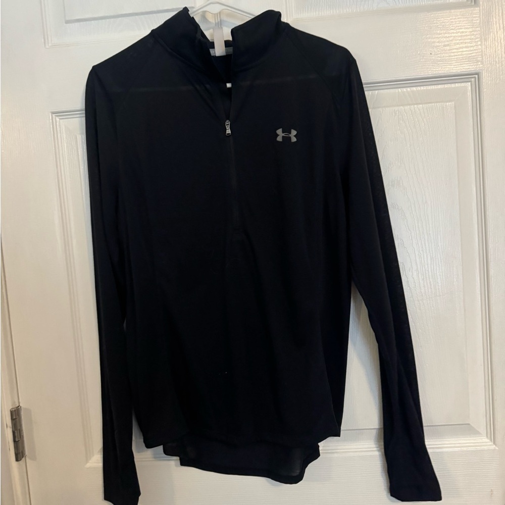 Under Armour Black Threadborne Heat Gear Men’s 3/4 Zip Long Sleeve Size Large